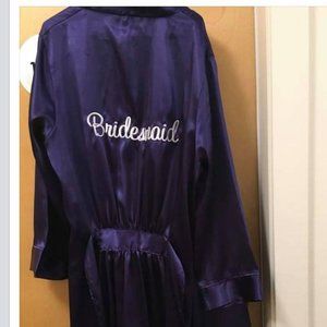 David's Bride bridesmaid makeup robe purple